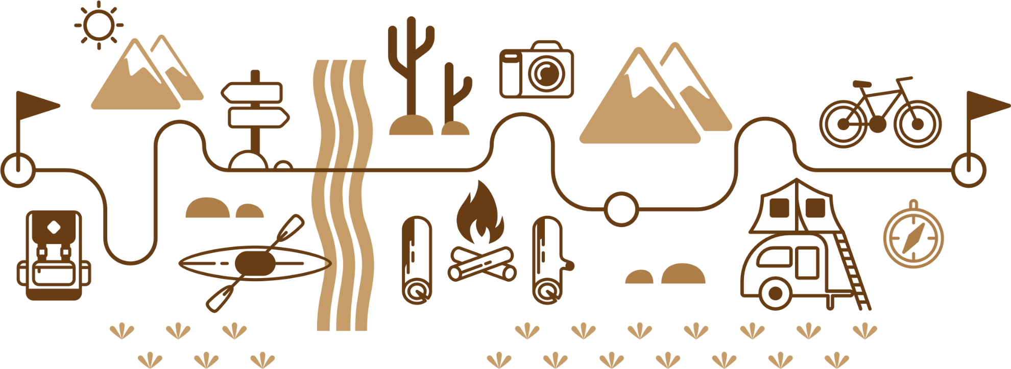 Infografía ChileCamp con rutas, montañas, camping y aventura